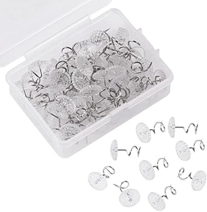  60PCS Upholstery Tacks - Bed Skirt Pins Or Holders Clear Head Upholstery Pins, Headliner Pins Twist Fabric Pins For Slipcovers And Bedskirts