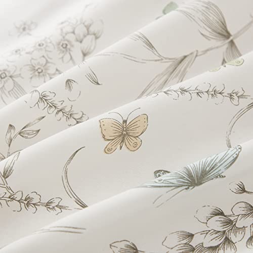  Jolusere White Botanical Floral Duvet Cover Set Queen Size 100% Cotton Plants Flower Blossom Printed Comforter Cover Modern Rustic Flower Comforter Quilt Cover With Zipper And Closure 3 Pieces Bed Set