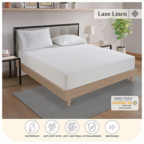  100% Waterproof Mattress Protector Queen, White Queen Mattress Protector, Cotton Terry Queen Mattress Cover, Soft Breathable & Noiseless Bed Cover, Elastic Fitted 8"-20" Deep Pocket - White