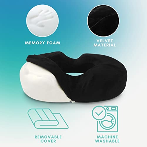  Trickonometry Donut Seat Cushion: Extra Firm Orthopedic Pillow- Lower Back, Hemorrhoid, Bed Sores, Pressure/ Pain Relief, Pregnancy, Postpartum, Surgery, Coccyx, Sciatica, Prostate (White) (Burgundy)﻿