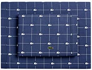 Lacoste 4-Piece Cotton Sheet Set, Slice, Vintage Indigo, California King