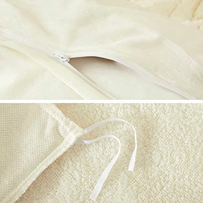 Oli Anderson Fluffy Duvet Cover Set, Faux Fur Rainbow Tufted Duvet Covers Queen Size, 3 Pieces Ultra Soft Warm Plush Comforter Cover Set, Ivory (1 Duvet Cover + 2 Pillowcases)