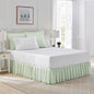 Laura Ashley Home - Cotton Ruffled Bedskirt, Lightweight & Classic Style (Ticking Stripe Green, King)