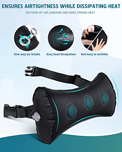  Inflatable Lumbar Pillow For Airplane Travel Lumbar Support Pillow For Car, Office Chair Back Support Office Chair Back Support For Reducing Lower Back Pain (Black)