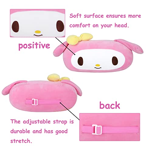  Roffatide Anime My Melody Car Neck Pillow 2 PCS Plush Auto Head Neck Rest Cushion For Chairs, Recliners, Driving Seats