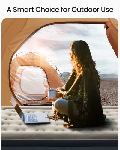  IDOO Air Mattress With Built In Pump, Queen Inflatable Mattress Blow Up Mattress Airbed For Camping & Guest, Colchon Inflable - Self Inflating, Foldable, Portable & Comfortable, 18" Raised