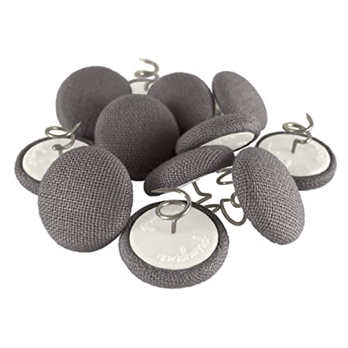  Upholstery Tacks - 20 Colors Available - Fabric Covered Button Twist Pins - For Slipcovers, Armrest Covers, Armchair Caddies, Bed Skirts, Headliners (Set Of 12, Dark Grey)