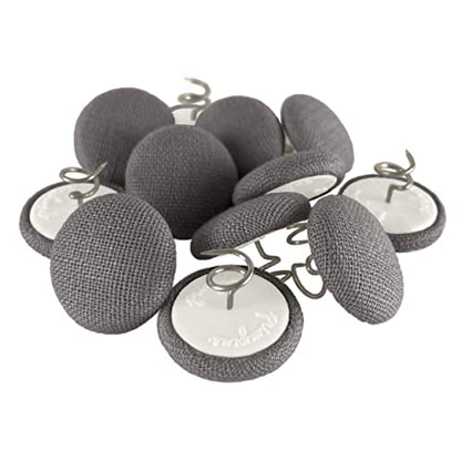  Upholstery Tacks - 20 Colors Available - Fabric Covered Button Twist Pins - For Slipcovers, Armrest Covers, Armchair Caddies, Bed Skirts, Headliners (Set Of 12, Dark Grey)