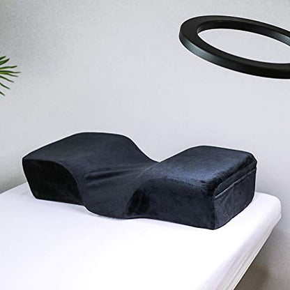  Lash Pillow Neck Support Eyelash Extension Pillow, Soft Memory Foam Grafting Beauty Salon Pillow, Cervical Pillows Support For Protecting The Neck With Velvet Pillow Case With Pockets Black