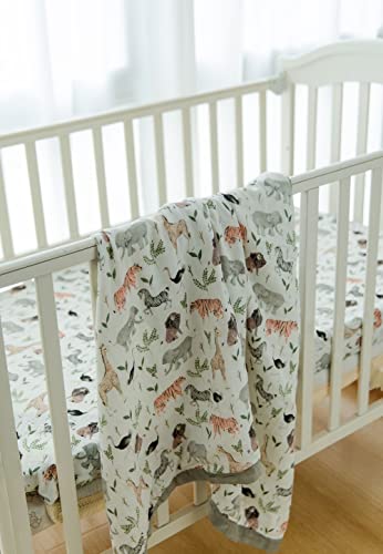  Little Jump Muslin Baby Quilt, Jungle Print Bamboo Muslin Quilt Toddler Blanket - Oversized 47" X 47" - 2 Layers Muslin Crib Blanket For Baby Boy And Girls (Jungle)
