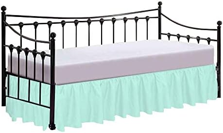  600 Thread Count Pure Cotton Daybed Skirt - 1 Piece Cotton Twin Size Dust Ruffle Daybed Skirt With Split Corners For Day Beds 15" Drop Length - Three Side Coverage ​- Burgundy