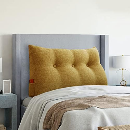  VERCART Triangular Headboard Wedge Pillow Daybed Pillows Bed Headboard Pillow Wedge Bed Rest Reading Pillow Gap Filler Triangle Back Cushion Lumbar Positioning Upholstered Linen Blend Grey Twin
