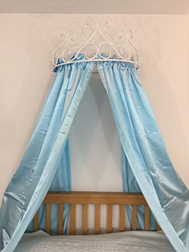  Rose Metal Wall Teester Bed Crown Canopy - Antique Crown Wall Decor With Built-in Rods & Hardware - For Over Beds Or Windows - Drapery Panels Not Included - White (24.75" Wx16.75 Dx11 H)