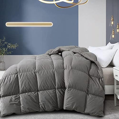  White Feather Down Comforter Queen Size-Luxurious Warmth Hotel Collection Comforter,100% Cotton Cover-All Season Duvet Insert With Corner Tabs-Queen Size 90x90 Inch