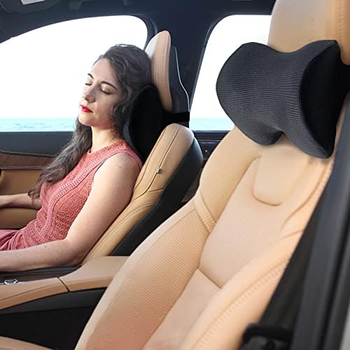 Super Fit Car Headrest Pillow, Car Pillow For Driving With Adjustable Strap, 100% Memory Foam Neck Pillow, Breathable Removable Cover & Ergonomic Design - Softness Travel Car Neck Pillow(Black, 1P)