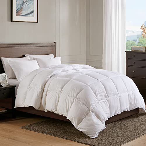  APSMILE All Season Goose Feather Down Comforter King Size - Ultra-Soft 750 Fill-Power Hotel Collection Duvet Insert Fluffy Medium Warm Quilt Comforter With Corner Tabs(106x90, White)