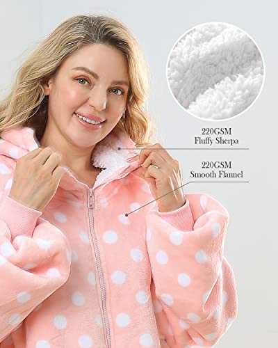  Topblan Oversized Hoodie With Zipper For Adults, Flannel Blanket Hoodie Sweatshirt With Zipper, Sherpa Wearable Blanket Plush Sweatshirt, Gifts For Women Men