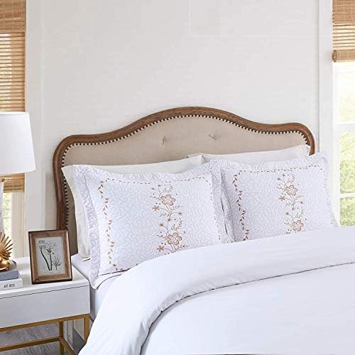  MarCielo 2 Pack Throw Pillow Covers Euro Sham Covers Pillow Shams Pillow Cover Embroidery (Standard, White/Lavender)