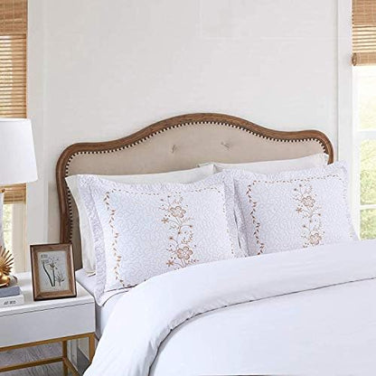  MarCielo 2 Pack Throw Pillow Covers Euro Sham Covers Pillow Shams Pillow Cover Embroidery (Standard, White/Lavender)