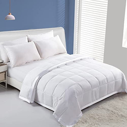  Down Blanket King Size | Extra Lightweight Summer Cooling Bed Comforter | 90% Real Goose Down Quilt, Noiseless & Extra Soft Thin Duvet With Satin Trim, 425 Thread Count, White