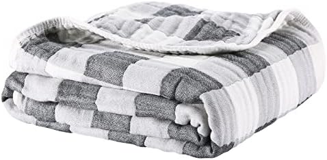  Baby Muslin Blankets Neutral Cotton Receiving Swaddle Blanket, Large Baby Quilts For Girls Boys. Also For Newborn Nursing Cover, Baby Bath Towels, Toddler Blanket For Crib (Grey,White)
