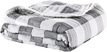  Baby Muslin Blankets Neutral Cotton Receiving Swaddle Blanket, Large Baby Quilts For Girls Boys. Also For Newborn Nursing Cover, Baby Bath Towels, Toddler Blanket For Crib (Grey,White)