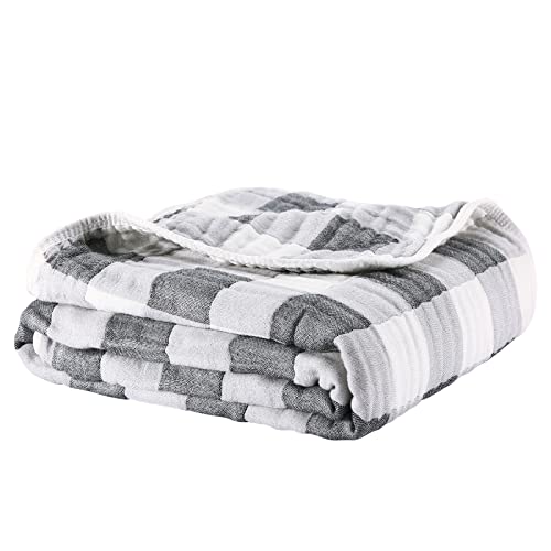  Baby Muslin Blankets Neutral Cotton Receiving Swaddle Blanket, Large Baby Quilts For Girls Boys. Also For Newborn Nursing Cover, Baby Bath Towels, Toddler Blanket For Crib (Grey,White)