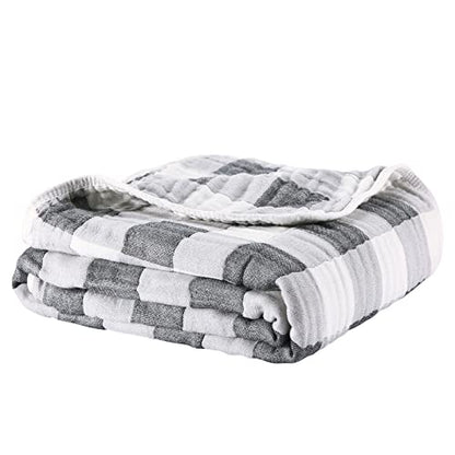  Baby Muslin Blankets Neutral Cotton Receiving Swaddle Blanket, Large Baby Quilts For Girls Boys. Also For Newborn Nursing Cover, Baby Bath Towels, Toddler Blanket For Crib (Grey,White)