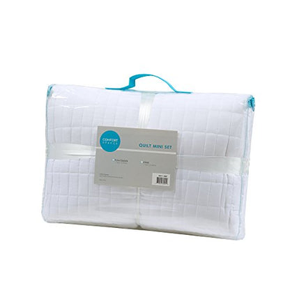  Comfort Spaces Kienna Quilt Set-Luxury Double Sided Stitching Design All Season, Lightweight, Coverlet Bedspread Bedding, Matching Shams, Twin/Twin XL(66"x90"), White,CS14-0263