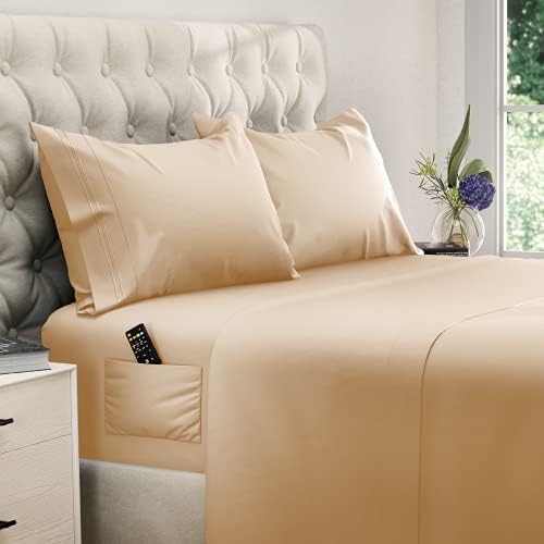  DREAMCARE Twin XL Sheets 4pcs XL Twin Sheet Set Twin XL Fitted Sheet Extra Long Twin SheetsSoft & Long Lasting 100% Fine Brushed Microfiber Polyester With Side Pocket, Gray
