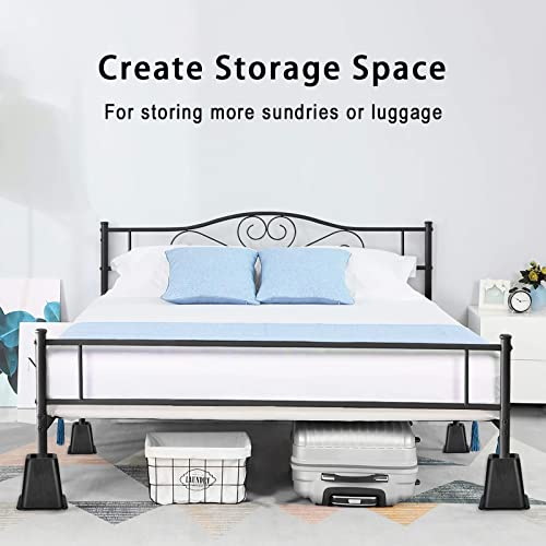  Lufia Bed Furniture Risers, 6 Inch Heavy Duty Bed Lifts Risers For Sofa, Table, Chair Or Desk, Set Of 4 Bed Lifts (6 Inch, Black)