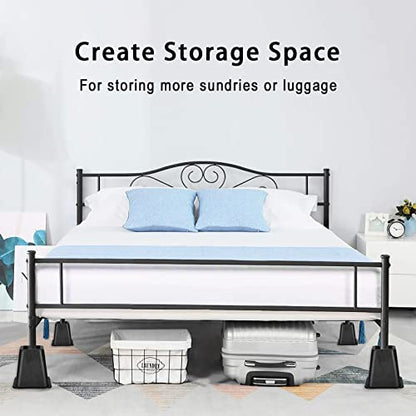  Lufia Bed Furniture Risers, 6 Inch Heavy Duty Bed Lifts Risers For Sofa, Table, Chair Or Desk, Set Of 4 Bed Lifts (6 Inch, Black)