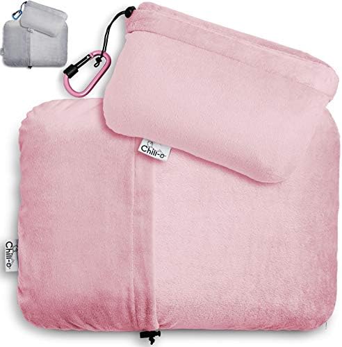  Travel Pillow With Solid Memory Foam Gel Insert For Travel Gift, Sleeping, Camping, Backpacking And Lumbar Support - Easy Packing Using Pillowcase Pocket & Hook (Pink, 11"x16")