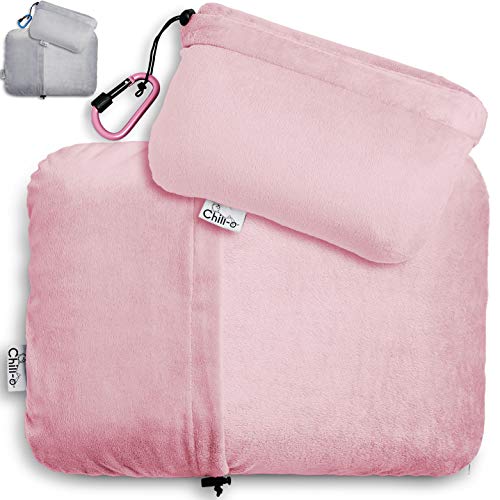  Travel Pillow With Solid Memory Foam Gel Insert For Travel Gift, Sleeping, Camping, Backpacking And Lumbar Support - Easy Packing Using Pillowcase Pocket & Hook (Pink, 11"x16")