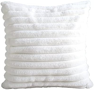  Hodeco Super Soft Decorative Throw Pillow Cover Double Side Faux Fur Comfy Wide Stripe Thick Fluffy Extra Plush Shaggy Cushion Cover For Couch Chair 100% Polyester, 1 Piece (18x18 Inches, Black)