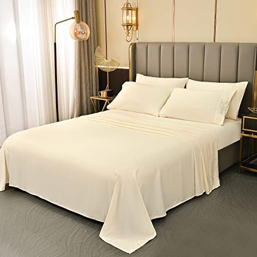  LONAVA King Size Sheets Set - 6 Piece Set Wrinkle Free Hotel Luxury Oeko-TEX Sheets And Pillowcases Set, Silky Soft Microfiber Bed Sheets, Breathable And Elastic, 16-Inch Deep Pockets, Gray