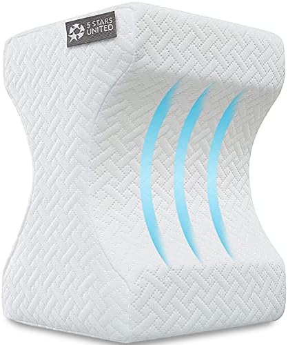  Knee Pillow For Side Sleepers - 100% Memory Foam Wedge Contour - Leg Pillows For Sleeping - Spacer Cushion For Spine Alignment, Back Pain, Pregnancy Support - Sciatica, Hip, Joint, Surgery Pain Relief