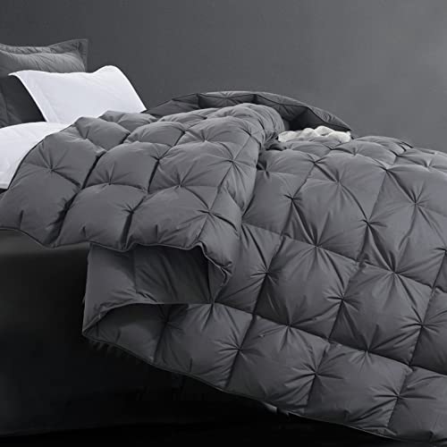  120x98 Palatial King Goose Feather And Down Comforter Duvet Insert Pinch Pleat Comforter-100% Cotton Cover-Fluffy And Soft For All Season Warmth-80 Oz
