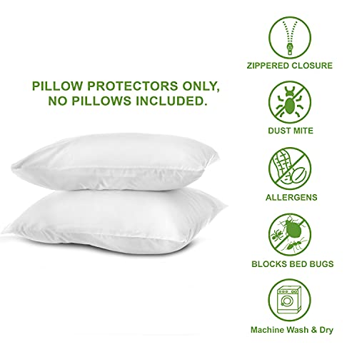  Udson Comfort 30x30 Pillow Protector - 100% Waterproof, Prevents Feathers From Popping, European Square Zippered Pillow Covers (2 Pack, 30x30 Inch)