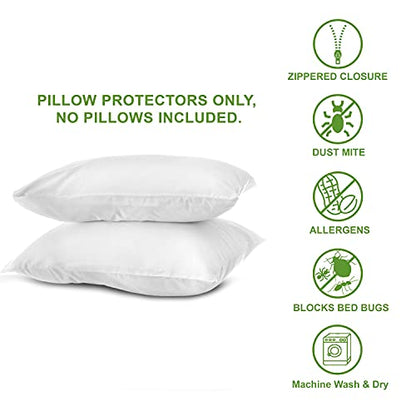  Udson Comfort 30x30 Pillow Protector - 100% Waterproof, Prevents Feathers From Popping, European Square Zippered Pillow Covers (2 Pack, 30x30 Inch)