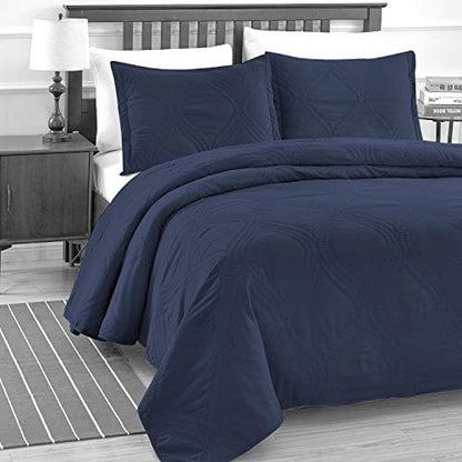 Unknown Luxe Bedding Solid Color Lightweight Oversize Cotton Filled Stitched 3-Piece Olive Leaves Bedspread Coverlet Set (King/California King, White / Peace)