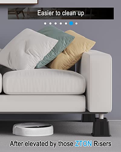  ZTON Bed Furniture Risers Elevation In Height 5" Heavy Duty Risers For Both Posts And Wheels Of Furniture Sofa Bed Couch Chair Table, Support Up To 3000 Lbs. (6 Pack,Black)