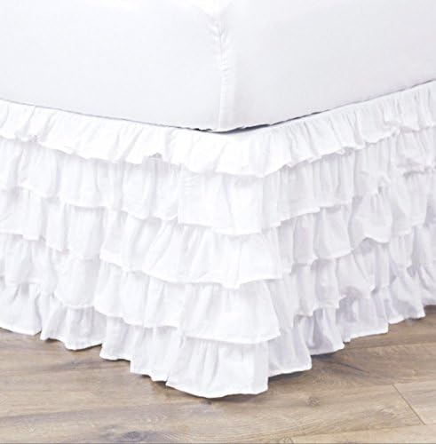  Home Pleated Ruffled Bed Skirt Solid Dust Ruffle 9 Colors (Twin Size, Rose)