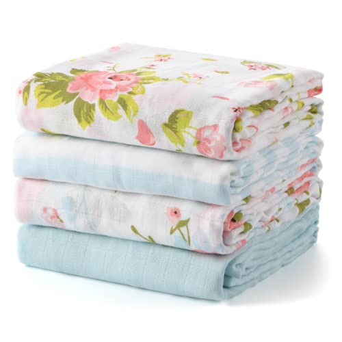  Momcozy Muslin Swaddle Blankets, Soft Silky Baby Blankets 47 X 47 Inches, Breathable Bamboo Swaddle Blankets, Newborn Receiving Blanket For Boys And Girls, 4 Pack