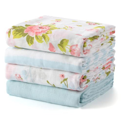  Momcozy Muslin Swaddle Blankets, Soft Silky Baby Blankets 47 X 47 Inches, Breathable Bamboo Swaddle Blankets, Newborn Receiving Blanket For Boys And Girls, 4 Pack