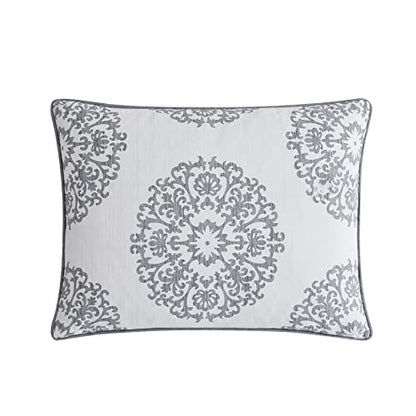  - King Duvet Cover Set, Reversible Cotton Sateen Bedding With Matching Shams, All Season Home Decor (Bristol Grey, King)