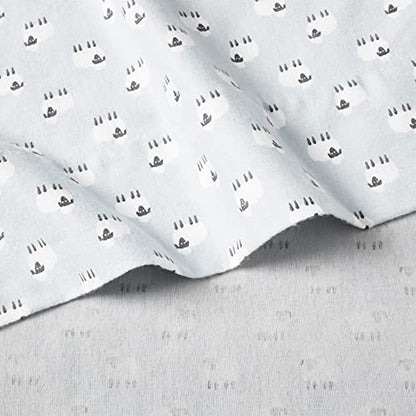  Flannel Sheet Set Cotton Soft Warm & Cozy Modern Chic With Elastic Deep Pockets, Queen, Sheep Light Blue