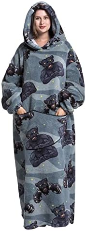  Versized Blanket Hoodie Lengthened Wearable Hooded Blanket Long For Adult Men Women Super Soft Comfortable Warm Flannel Sherpa With Pocket And Sleeves Avocado