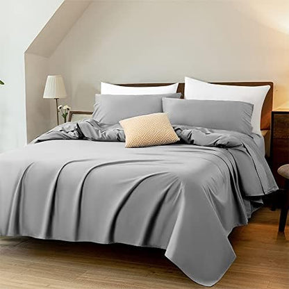  LIANLAM 1000 Thread Count Cotton King Size Sheets - 4 Piece, Luxury Egyptian 100% Cotton Bed Sheets Set, Smooth And Wrinkle, 16-Inch Deep Pocket(Dark Grey,King
