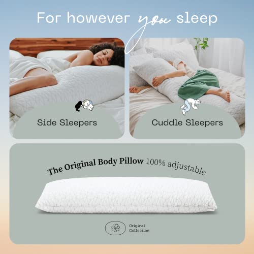  Adjustable Full Body Pillows For Sleeping, Soft Zippered Washable Body Pillow Cover - Neck & Knee Full Support For Side Sleepers, Long Body Pillow For Pregnancy, 20x54 Body Pillow